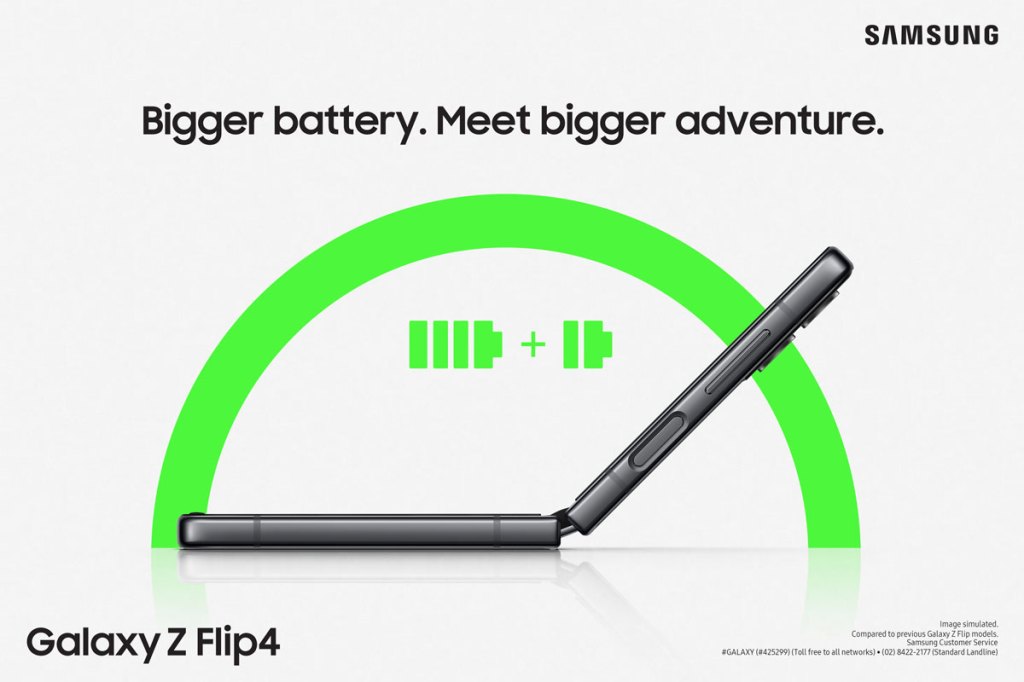 Samsung Galaxy Z Flip 4 has a bigger battery for bigger adventures.