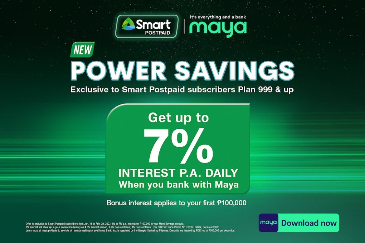 Enjoy Up to 7% Per Annum on Maya Savings with Your Smart Postpaid Account